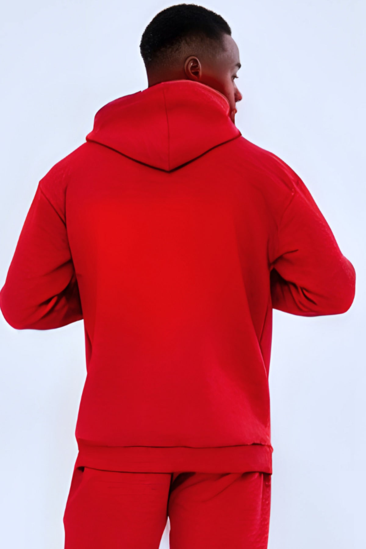 3iplik Bisiklet Yaka Kalın Sweatshirt Pamuklu - Kırmızı - 4