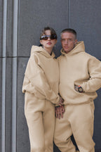 Unisex 3 İ̇pli̇k Şardonlu Çi̇ftleri̇n Kullanimina Uygun Jogger Eşofman Takimi (tekli̇) - Bej - 2
