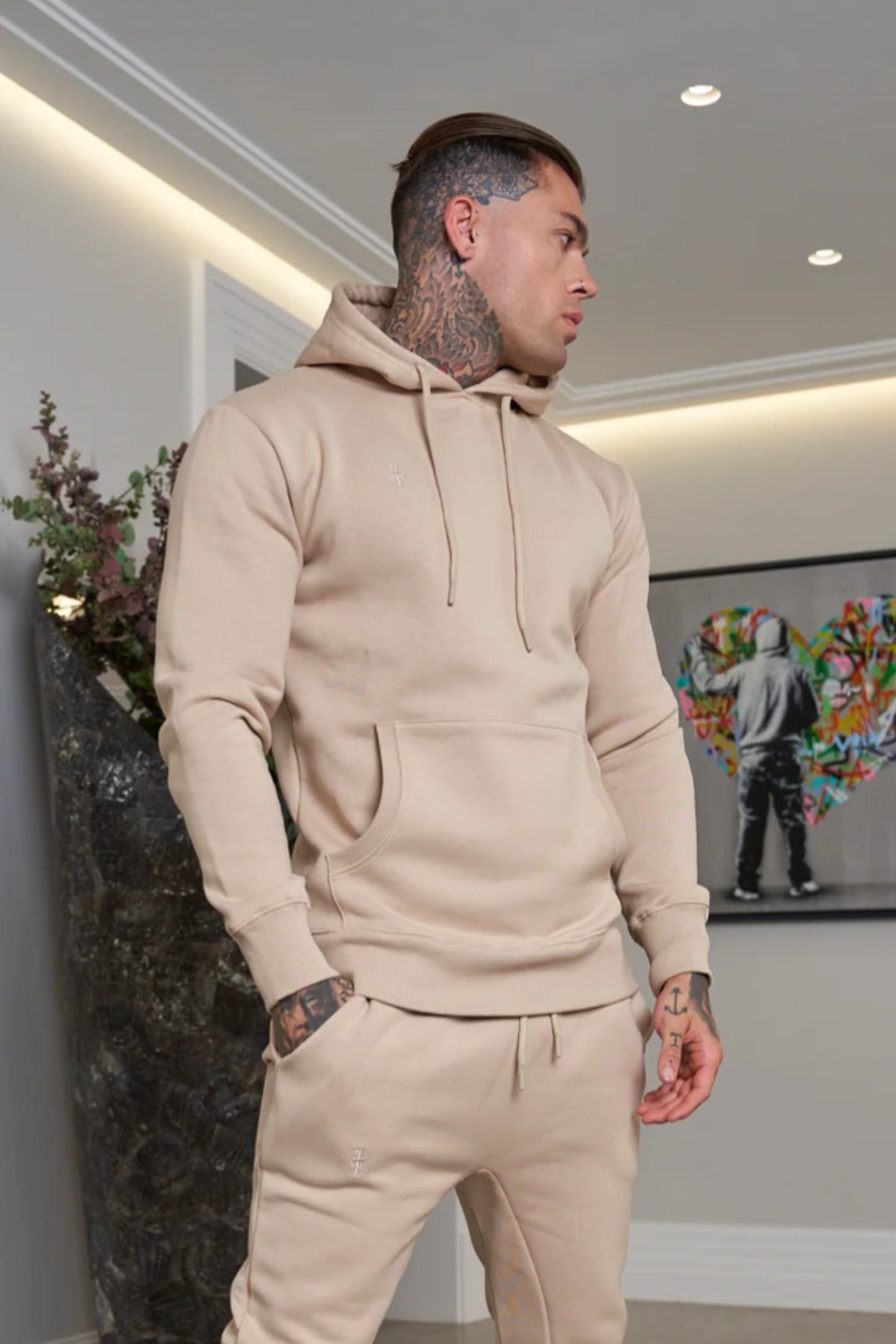 Erkek Esnek Kaliteli Spor Model Sweatshirt - Bej - 3