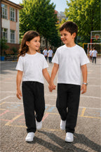 Unisex Kiz Erkek Çocuk Li̇krali Eşofman Bel Rahat Kalip Beli̇ Bağlamali Cepli̇ Mevsi̇mli̇k Bebe-garson Okula Dönüş Pantolonu (tekli̇) - Siyah - 1