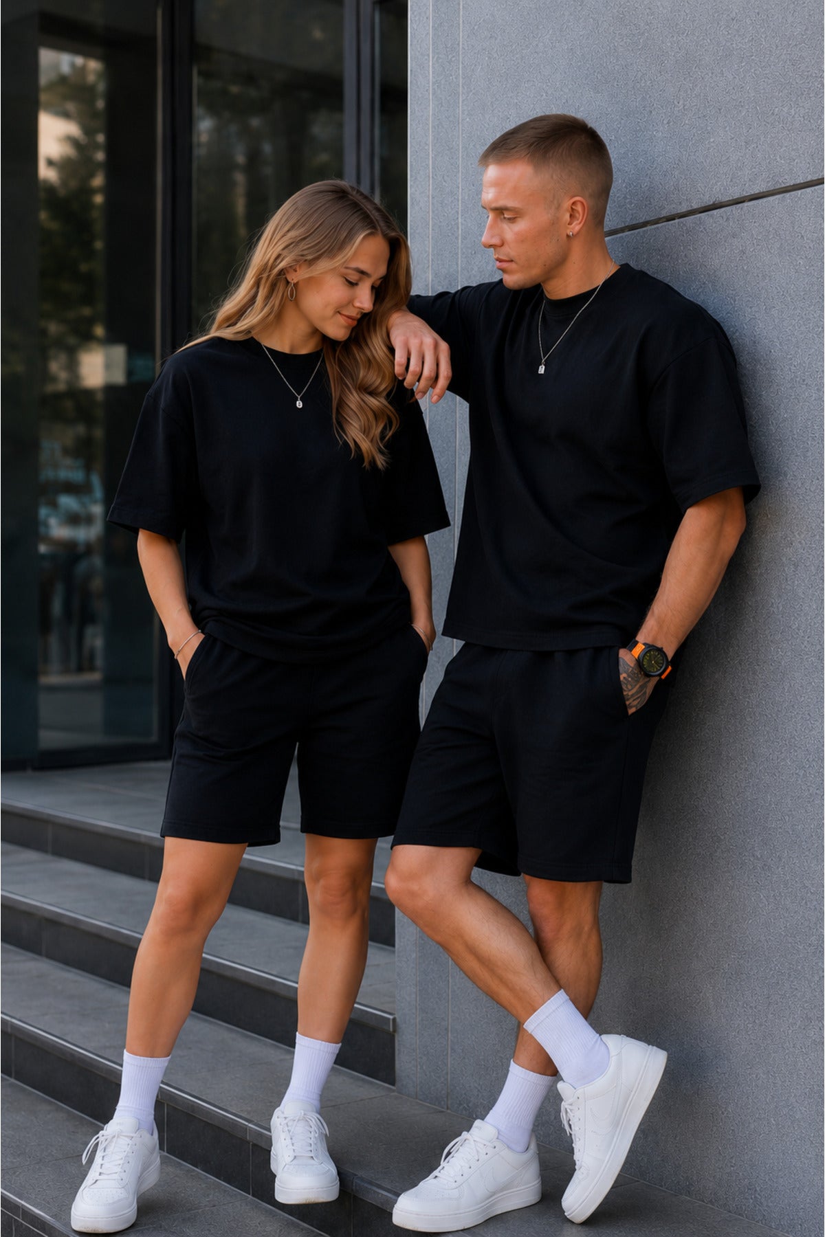 Unisex Kadın Erkek Oversize 2 İ̇plik Pamuklu Modal Penye Premium Rahat Kalıp Yazlık Yeni Sezon Şortlu Takım (tekli̇) - Siyah - 2