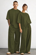 Unisex Çi̇ftleri̇n Kullanimina Uygun Oversi̇ze Kisa Kollu Eşofman Takimi (tekli̇) - Yeşil - 1