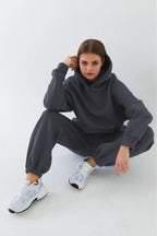 Kadın Oversize Basic Eşofman Takımı - Füme - 2