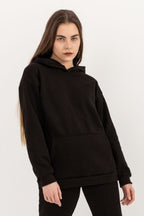 Kadın Salaş Bol Günlük Oversize Sweatshirt - Siyah - 2