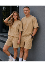 Unisex Kadın Erkek Oversize 2 İ̇plik Pamuklu Modal Penye Premium Rahat Kalıp Yazlık Yeni Sezon Şortlu Takım (tekli̇) - Vizon - 4