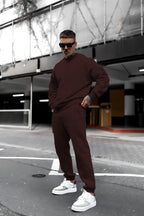 Erkek Oversize Alt Üst Takım - Kahverengi - 2