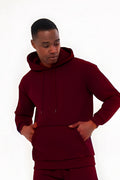 3iplik Bisiklet Yaka Kalın Sweatshirt Pamuklu - Bordo - 1
