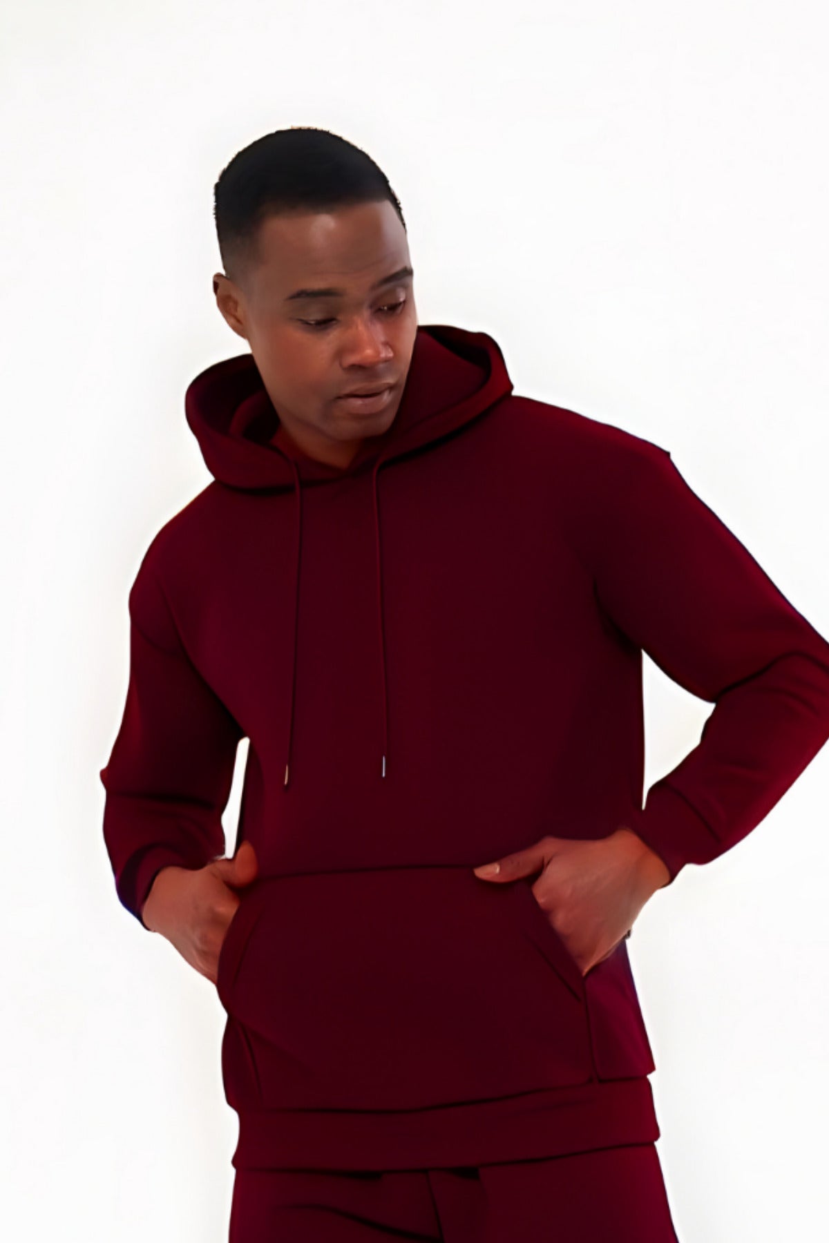3iplik Bisiklet Yaka Kalın Sweatshirt Pamuklu - Bordo - 1