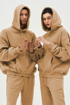Unisex 3 İ̇pli̇k Şardonlu Oversi̇ze Çi̇ftleri̇n Kullanimina Uygun Eşofman Takimi (tekli̇) - Vizon - 1