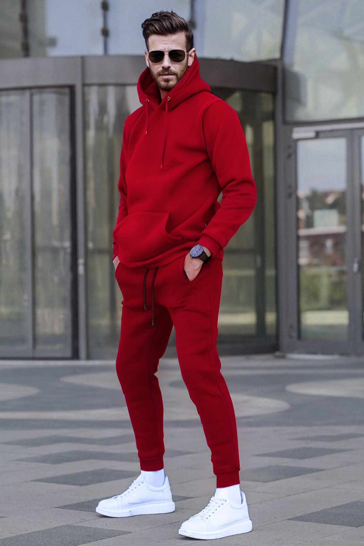Erkek Oversi̇ze Jogger Bordo Eşofman Takimi - Bordo - 1