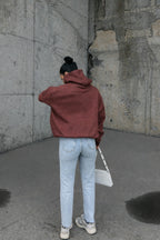 Kadin Mürdüm Melanj 3 İ̇pli̇k Oversi̇ze Rahat Günlük Yumuşak Kapüşonlu Sweatshirt - Mürdüm Melanj - 3