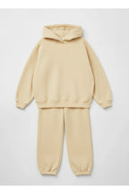 Çocuk Unisex 3 İ̇pli̇k Şardonlu Rahat Kesi̇m Kişlik Eşofman Takimi - Bej - 3