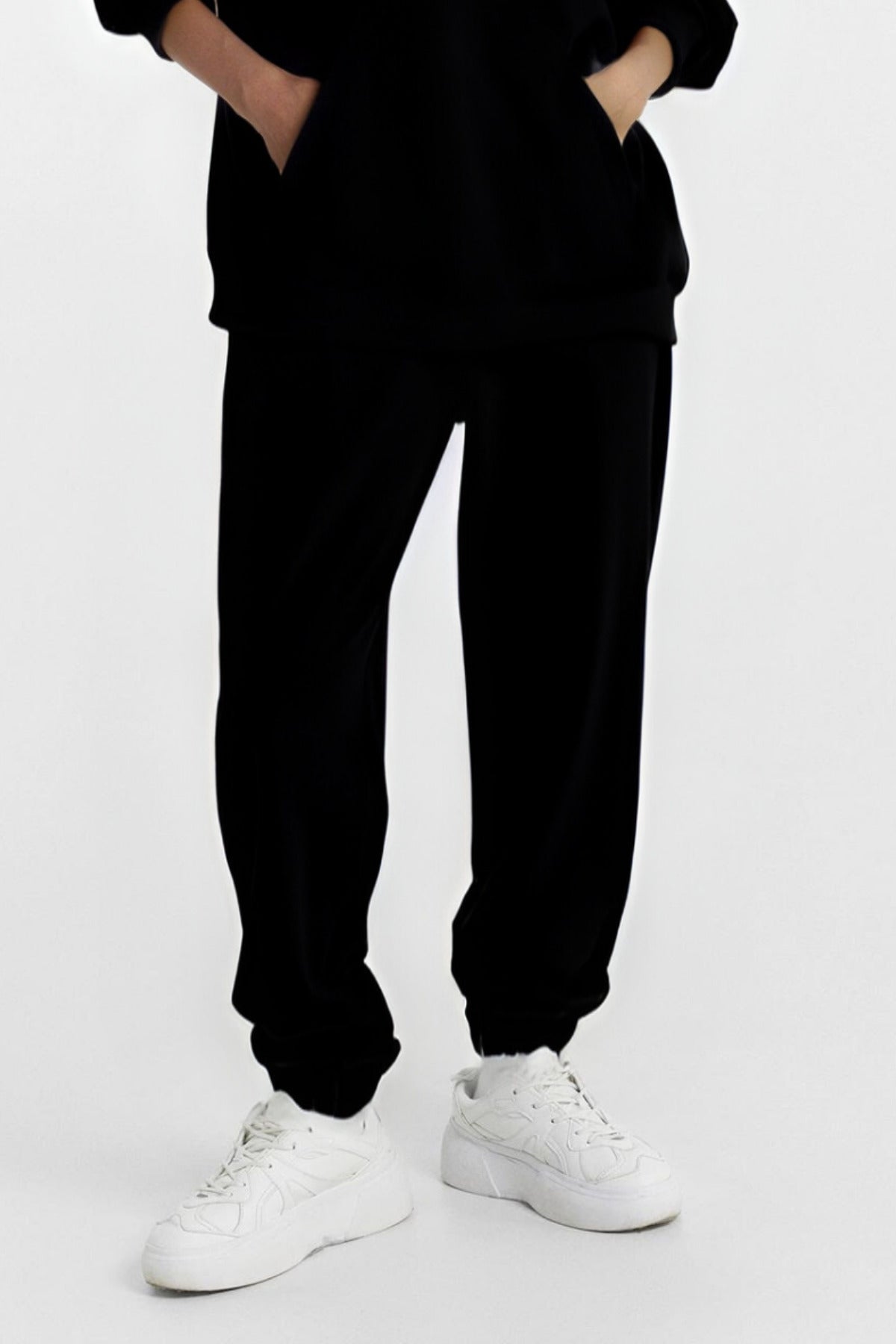 Kadın Basic Model Baskısız Günlük Eşofman Altı - Siyah - 2