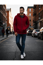 Erkek 3 İ̇pli̇k Şardonlu Oversi̇ze Fermuarli Sweatshirt Hirka - Bordo - 2