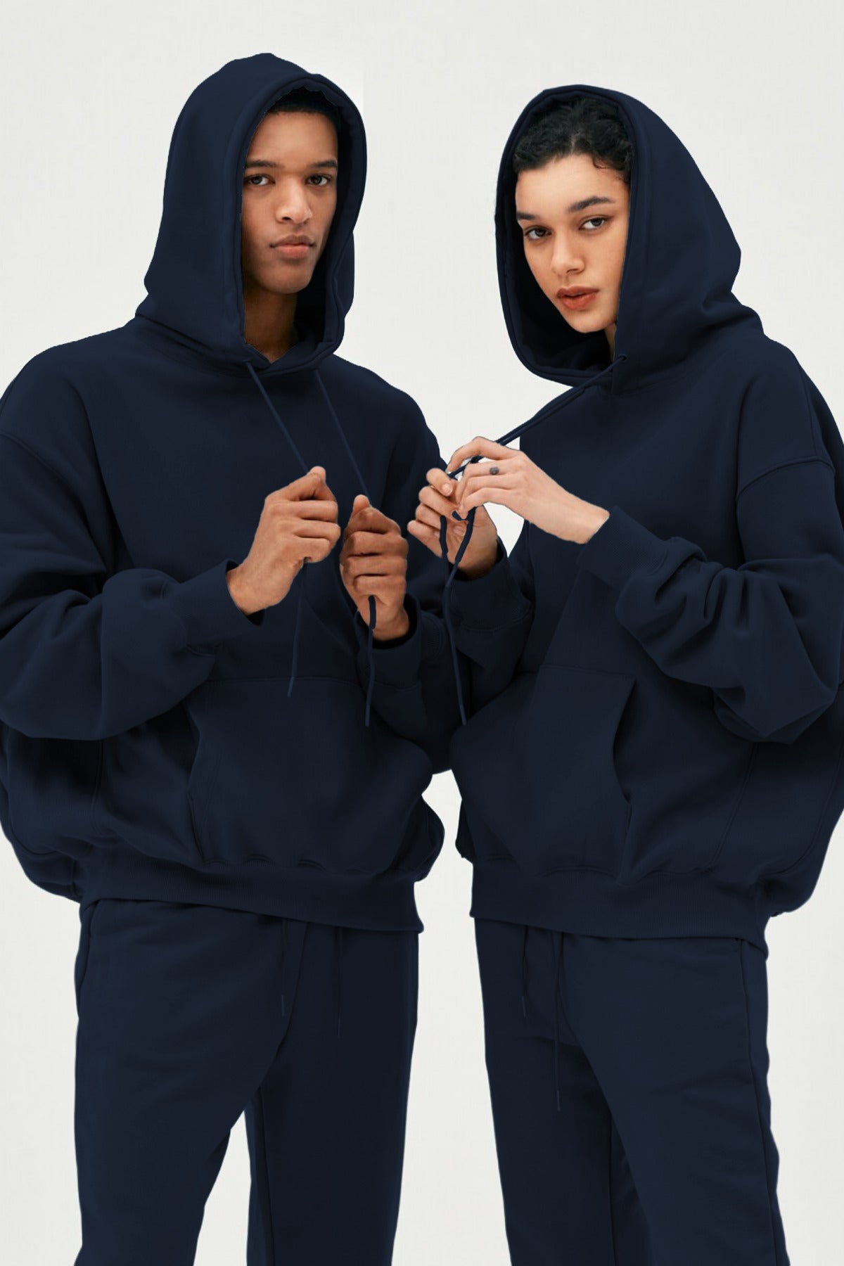 Unisex 3 İ̇pli̇k Şardonlu Oversi̇ze Çi̇ftleri̇n Kullanimina Uygun Eşofman Takimi (tekli̇) - Lacivert - 1