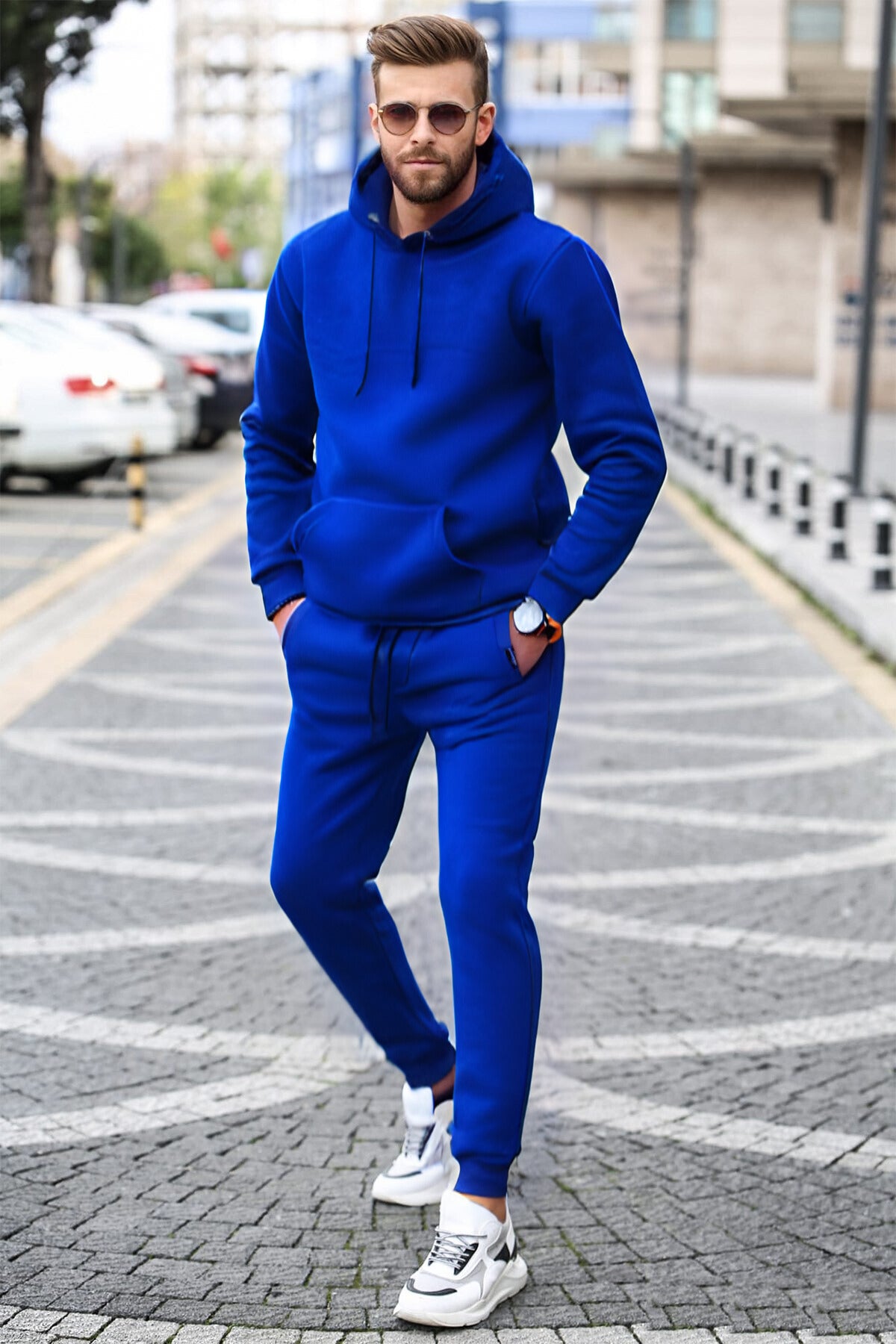 Erkek Kapşonlu Basic Eşofman Takımı - SAKS - 1