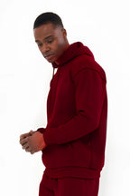 3iplik Bisiklet Yaka Kalın Sweatshirt Pamuklu - Bordo - 4