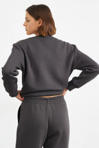 Bi̇si̇klet Yaka Spor Hoodi̇e Sweatshi̇rt - Füme - 3