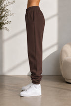 Kadın Paçası Lastikli Günlük Oversize Basic Jogger Eşofman Altı - Kahverengi - 3