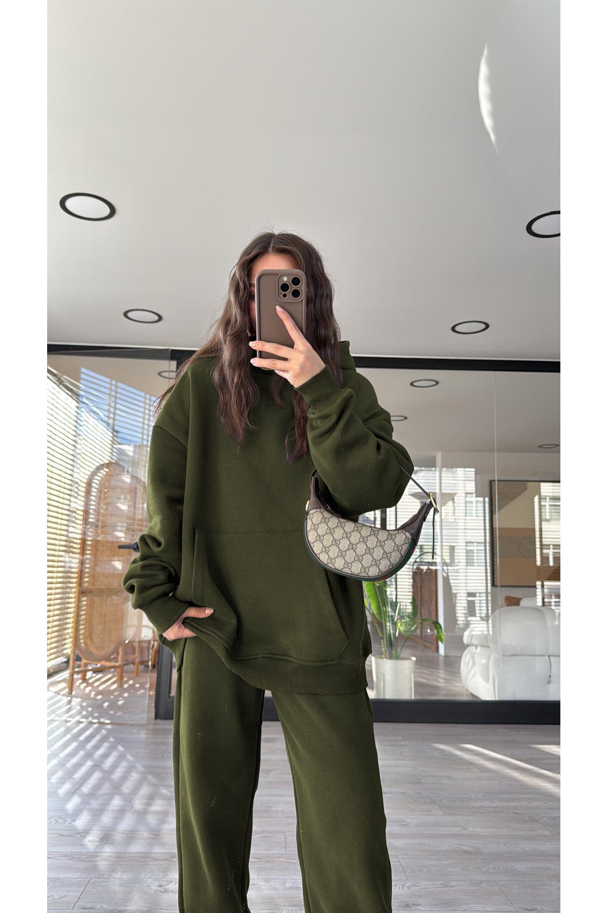 Kadin 3i̇pli̇k Şardonlu Premi̇um Eşofman Takimi - Haki - 3