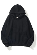 Unisex Düz Renkli Oversize Kapşonlu Hoodie Pamuklu Siyah Sweatshirt - Siyah - 1