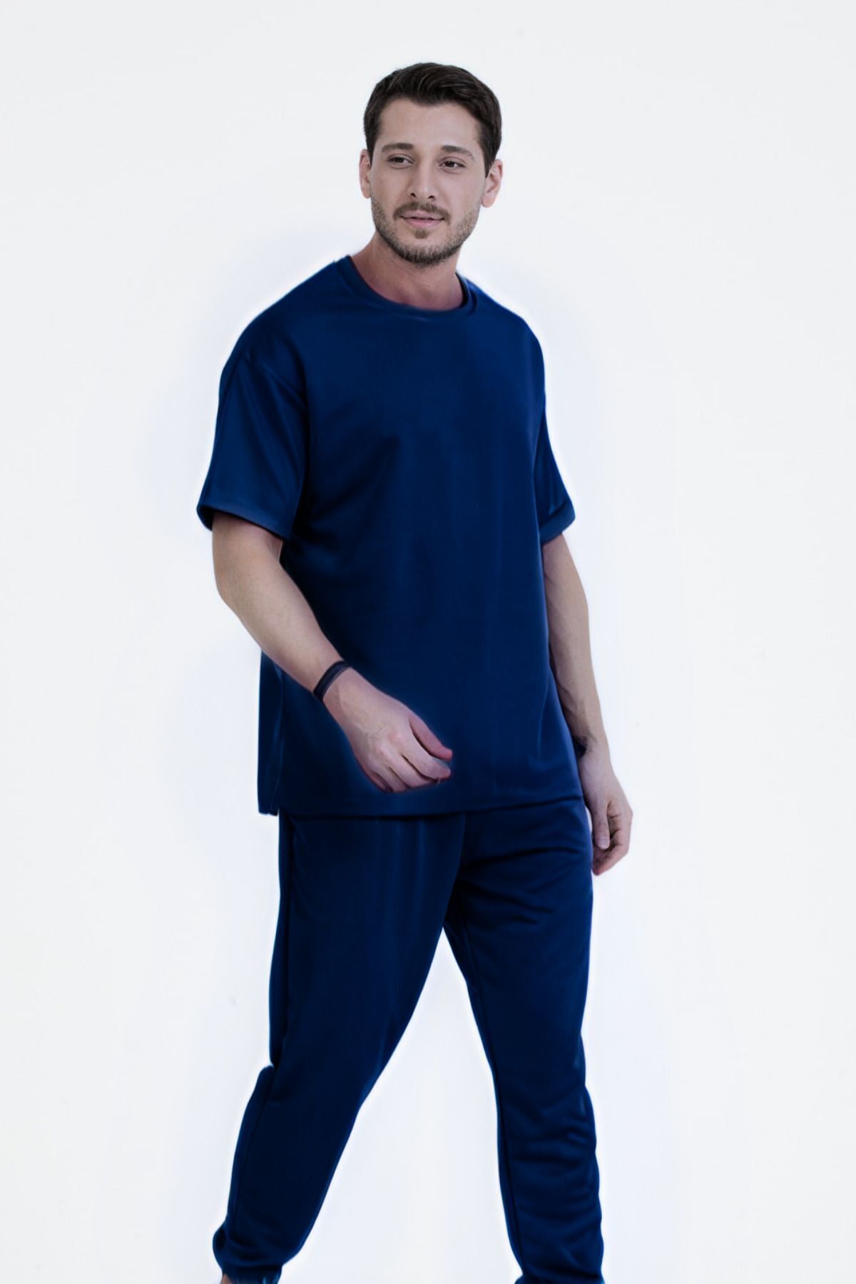 Erkek Kısa Kollu Pijama Takımı Bisiklet Yaka Bisiklet Yaka - Lacivert - 1