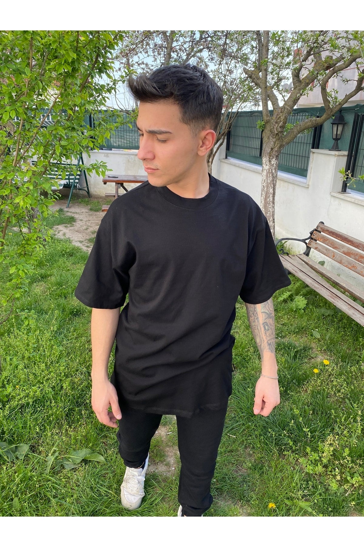 Erkek Siyah Oversize T-shirt Ob - Siyah b3 - 2