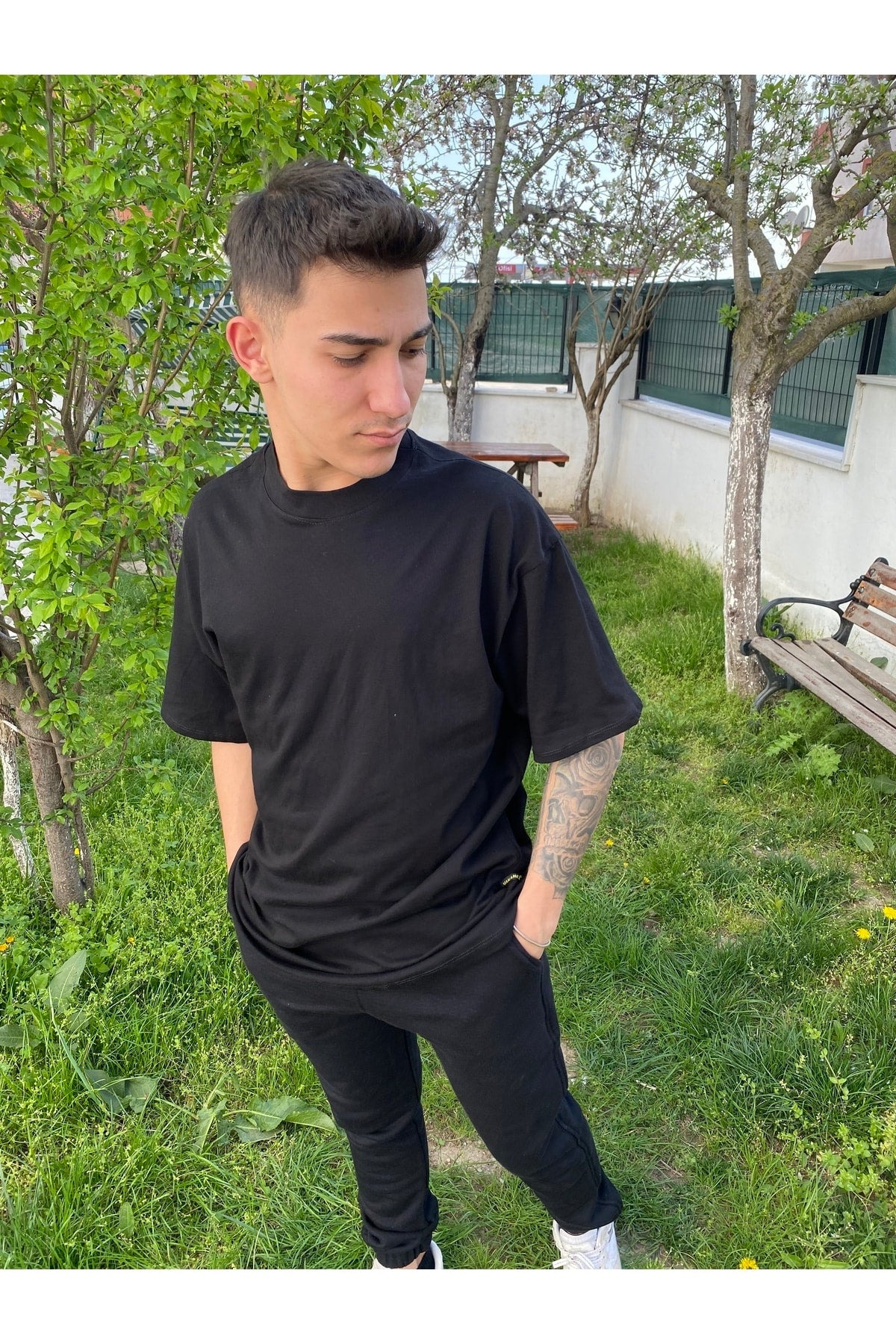 Erkek Siyah Oversize T-shirt Ob - Siyah - 4