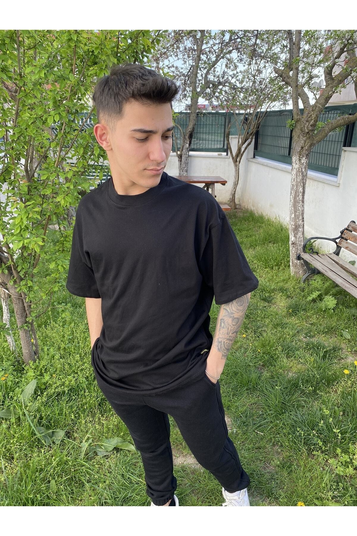 Erkek Siyah Oversize T-shirt Ob - Siyah - 5